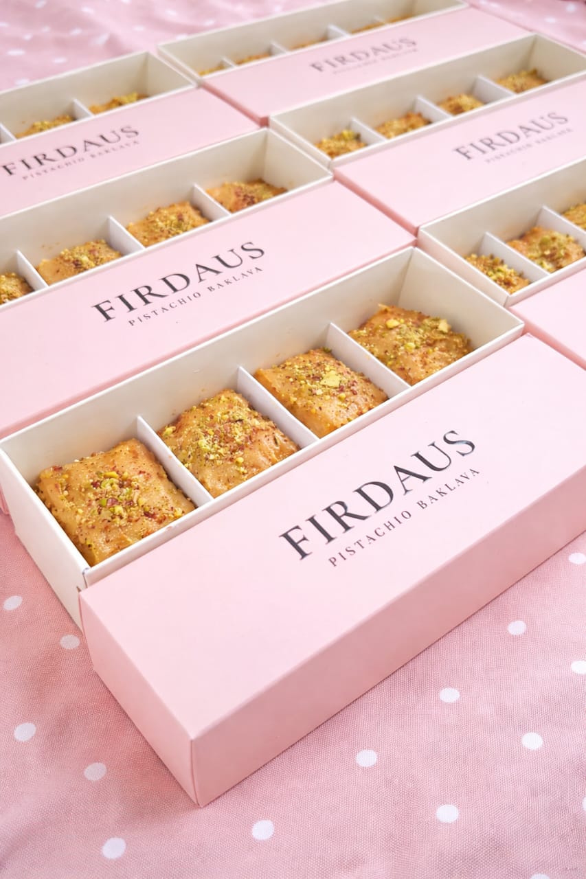 Close-up of hand-layered baklava